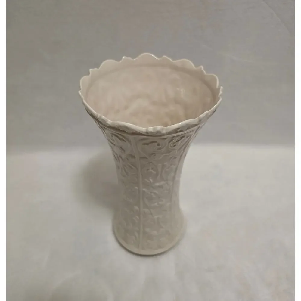 Lenox Ivory Vase Porcelain Embossed Design VINTAGE 11